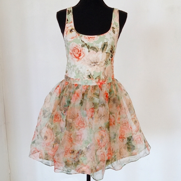 Alice + Olivia Dresses & Skirts - Alice + Olivia Chara flared floral-print silk-organza and jersey mini dress